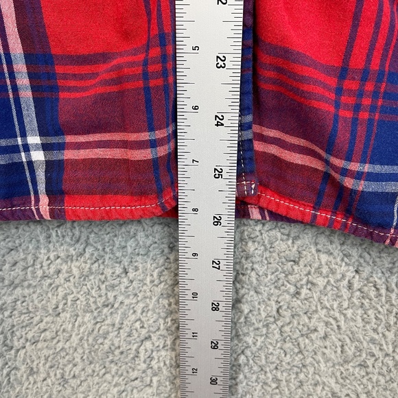 KUHL Button Up Shirt Womens M Red Blue Plaid L/S Thin Flannel Double Pocket - Picture 4 of 15